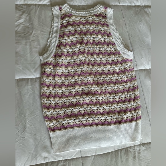 LOFT Pink and Cream Knit Sweater - Picture 3 of 4